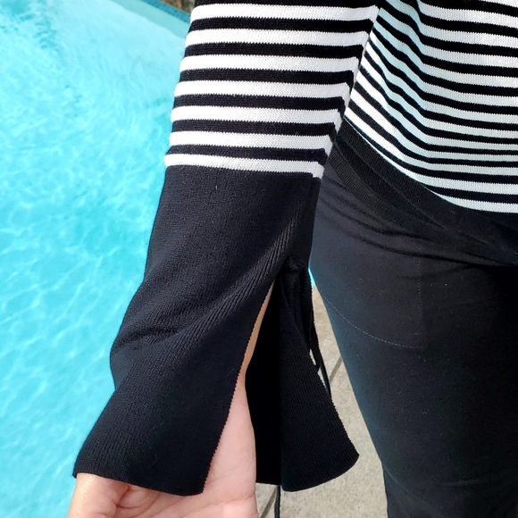 Chaps Colorblock Stripe Sweater black & white, XXL - Picture 6 of 16